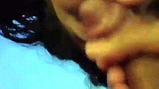 Cumming on the brunette's feet