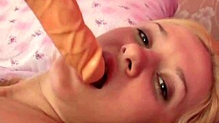 Hot Blonde Masturbates Pussy And Sucks Dildo!