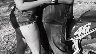 layla perez gags hard on don whoe's dick on motorcycle