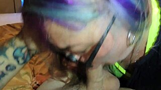 Goth Milf With Glasses Moans During Blowjob And Facial