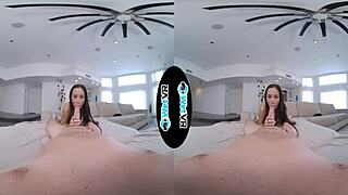 damn, can you handle this huge dick sliding deep into a skinny brunette in VR?