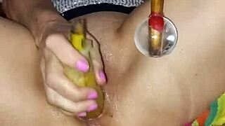 Velvet Rain 23 fucks hard with huge toys and squirts