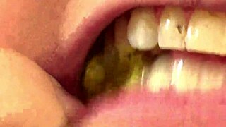 Fifi foxx eats gummy bears in close-up vore