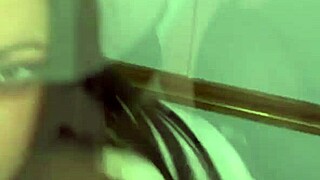 Sexy brunette minxycme moans while sucking dildo with big tits