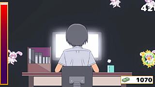 Watch the girl run away in anime game with Megu