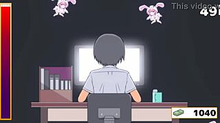 Watch the girl run away in anime game with Megu