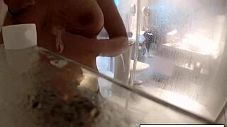 Leya falcon brings a camera into the shower for some solo fun