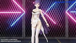 Raiden Mei In Chinese Dress Shaking It