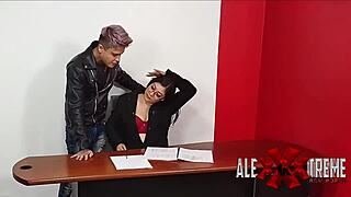 I felt so excited going to the job interview, then passionately fucked the HR woman with her big tits and monster cock.