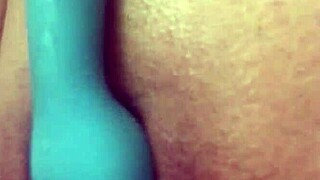 wet pussy drips onto vibrator during intense masturbation