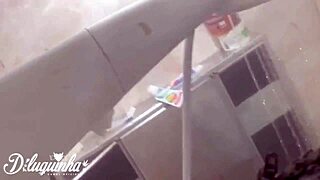 caught the young brunette taking a bath