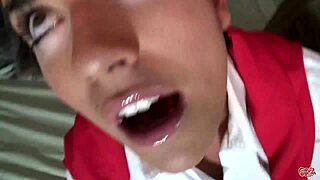 Altar boy thrusts out demon in brunette