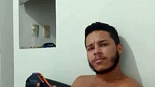 Young guy enjoys solo pleasure in private moment, reaching climax