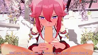 i watch yae miko sucking in pov from genshin impact fantasy