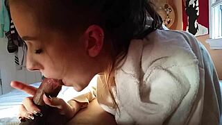 White slut loves sucking cock with pure passion. So wild! 🔥