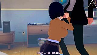 in koikatsu, mikasa and eren have uncensored sex in anime cumshot