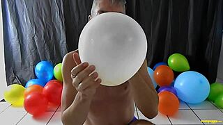 I love balloon play with my monster cock as a horny gay dilf.