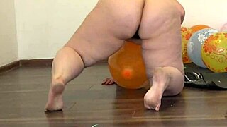 Dude, check this fat girl in pantyhose! She sits on balloons and pisses everywhere.