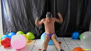 I love balloon play with my monster cock as a horny gay dilf.
