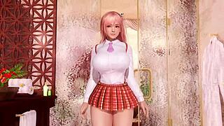 doa5 honoka poses in gravure studio with close ups of her ass and panties