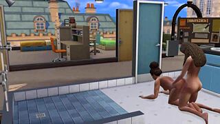 Quickly in college shower room with deepthroat and cumshot