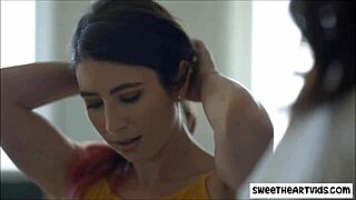 In this messy lesbian scene, pornstars lick chocolate off each other passionately.