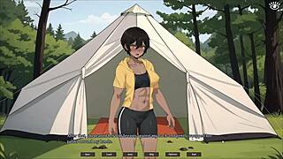 Tomboy gives blowjob during forest hike