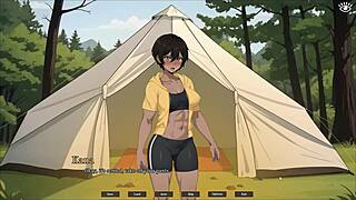 Tomboy gives blowjob during forest hike