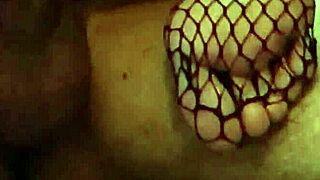 He says, I'm fucking her deliciously and cumming on those dirty feet in fishnets.