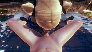 damn! fischl from genshin impact gives pov blowjob with cum facial