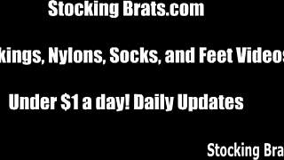 Lesbians get wet staring at toes in stockings