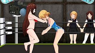 Princess of the ring nina vs karin catfight anime!
