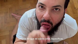 bearded man sucking cocks on red