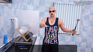 big boobs step sister teen has to suck nerd's big cock because her step brother is a bully in milfy city hentai game part 85