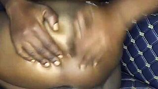 12-Inch Dildo Insertion Shakes Thighs In Bent-Over Asshole.