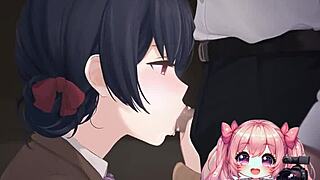 anime worshipping cock and eating cum