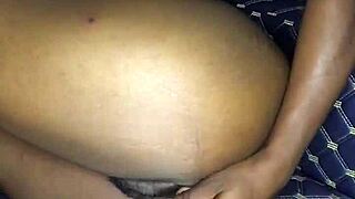 12-Inch Dildo Insertion Shakes Thighs In Bent-Over Asshole.