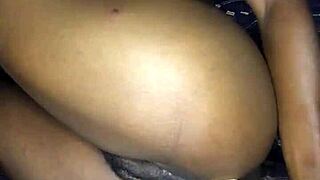 12-Inch Dildo Insertion Shakes Thighs In Bent-Over Asshole.