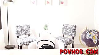 Latina teen riding and giving POV blowjob