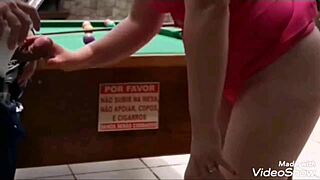 Blonde Slut Sucking On Pool Table?