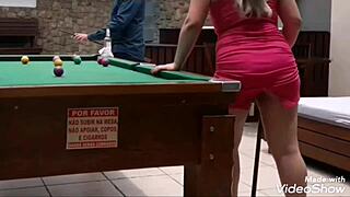 Blonde Slut Sucking On Pool Table?