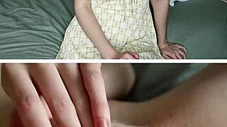 the nymph masturbates with toys on her pussy