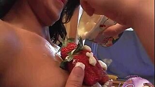 Tabatha Sweet Licks Pussy with Strawberries and Cream!