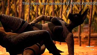 furry jackal vs furry dragon in scissoring action