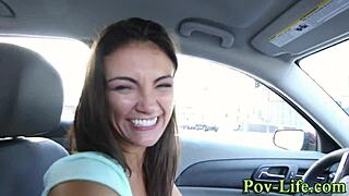 Teen Brunette Creamed by BBC in POV Handjob