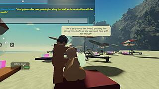 In roblox condo 2, she sucks a huge cock on the beach