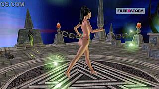 animated 3d cartoon of cute indian girl posing and using banana