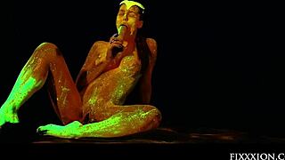 Glow in the dark goddess says, 'Masturbate with me'