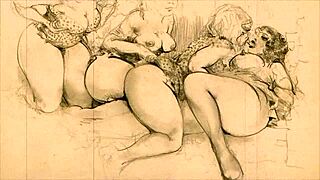 Vintage erotic art brings steamy tales to life.