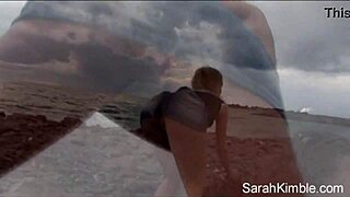 sweet sarah kimble flashes tight pussy at beach pov